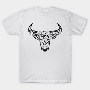 Black and White Tribal Bull / Ox T-Shirt